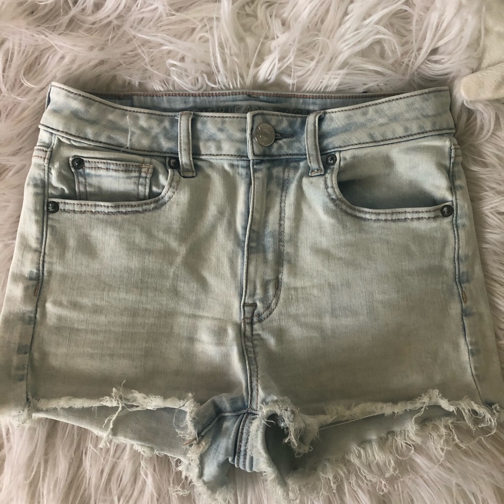 AE light denim shorts